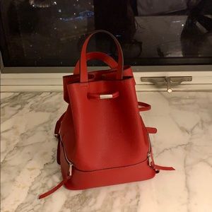 Zara | Red Faux Leather Backpack